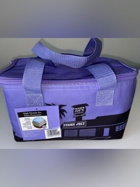 Trader Joe's Mini Insulated Cooler Tote Lunch Box Bag purple NWT